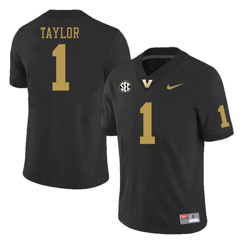 Vanderbilt Commodores #1 CJ Taylor College Football Jerseys 2024 Uniforms Stitched-Black